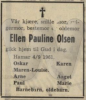 Ellen Pauline Olsen, dødsannonce 1961